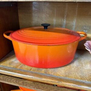 Orange Red Enameled Cast Iron Dutch Oven with Lid